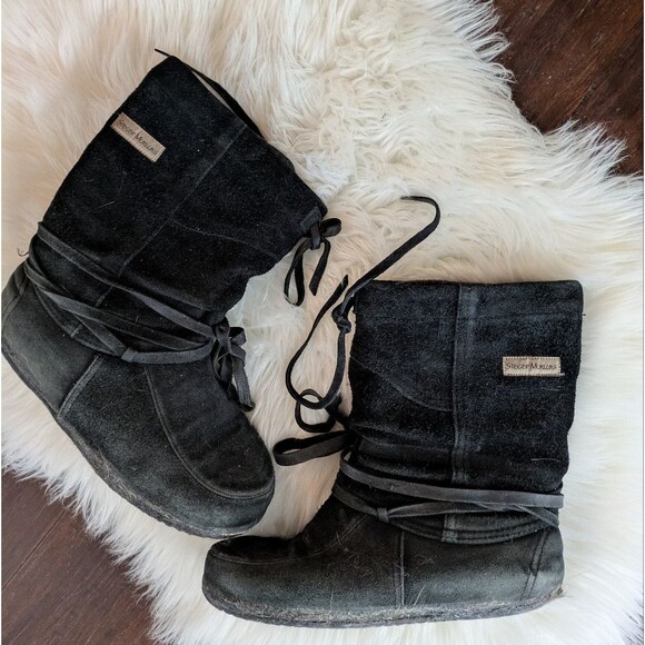 Steger Mukluks Moosehide Ojibwa Black Winter Boots Made in USA 8 / 9 - Picture 1 of 9